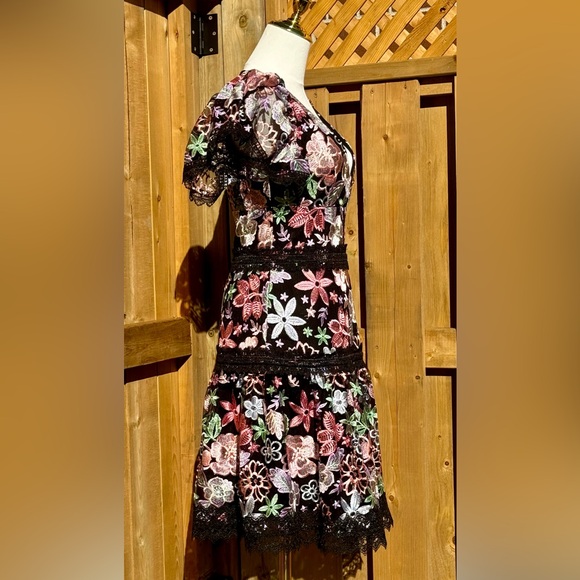 🆕 BRONX & BANCO 🧿NWOT Camille Floral Embroidered Tiered Midi Dress, Sz S / US4 - Picture 7 of 16